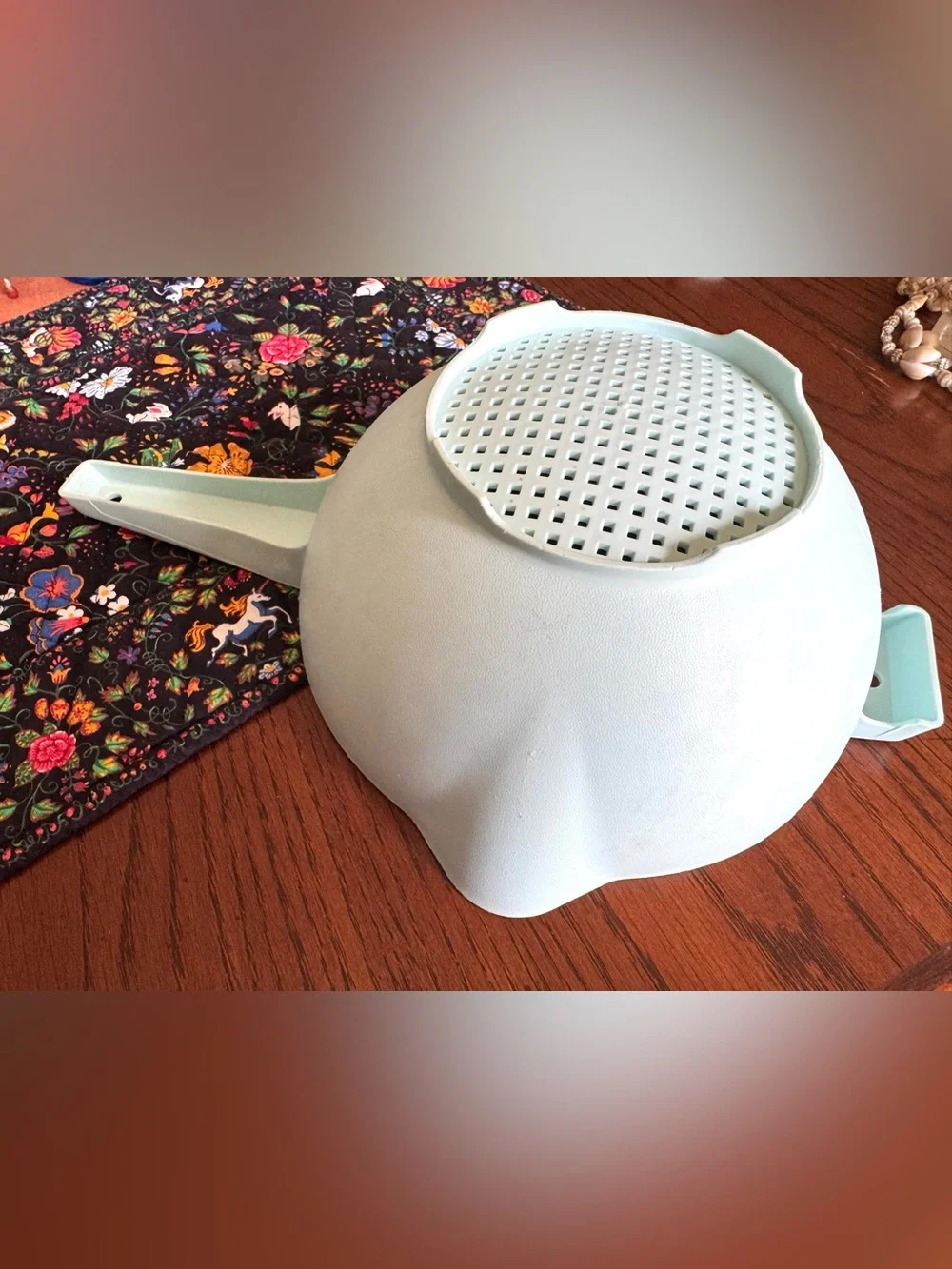 Vintage Tupperware 1523-3 Aqua Blue Green Strainer/Colander Kitchen Turquoise
